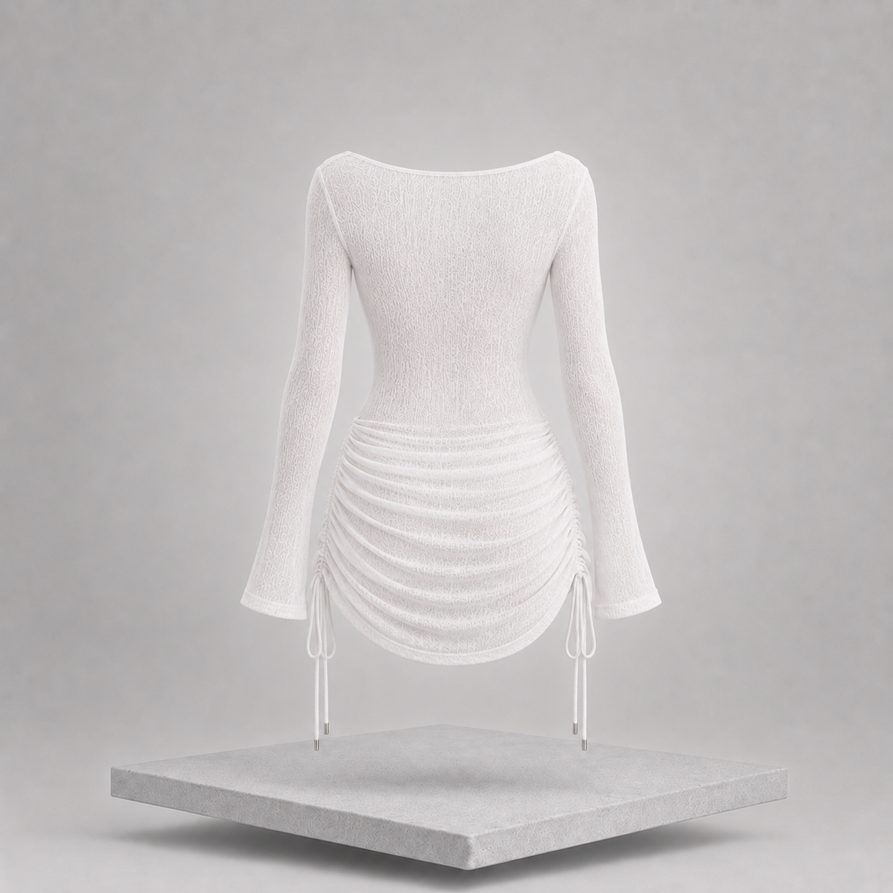 One-Shoulder Bell Sleeve Ruched Mini Cover-Up Dress