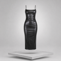 PU Slit Midi Dress