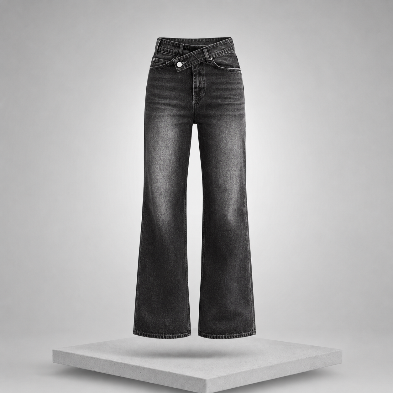 High-Waisted Slit Hem Jeans