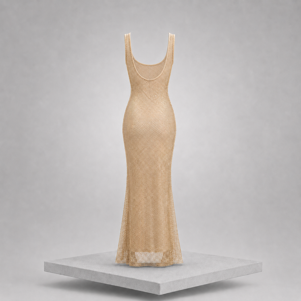 Backless Scoop Neck Maxi Dress