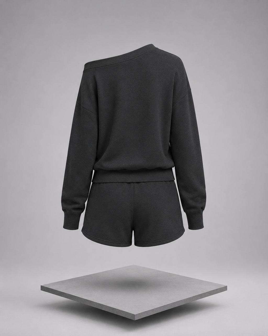 Fleece Boat Neck Sweatshirt & Shorts Set
