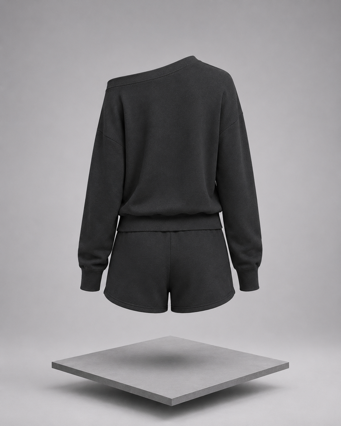 Fleece Boat Neck Sweatshirt & Shorts Set