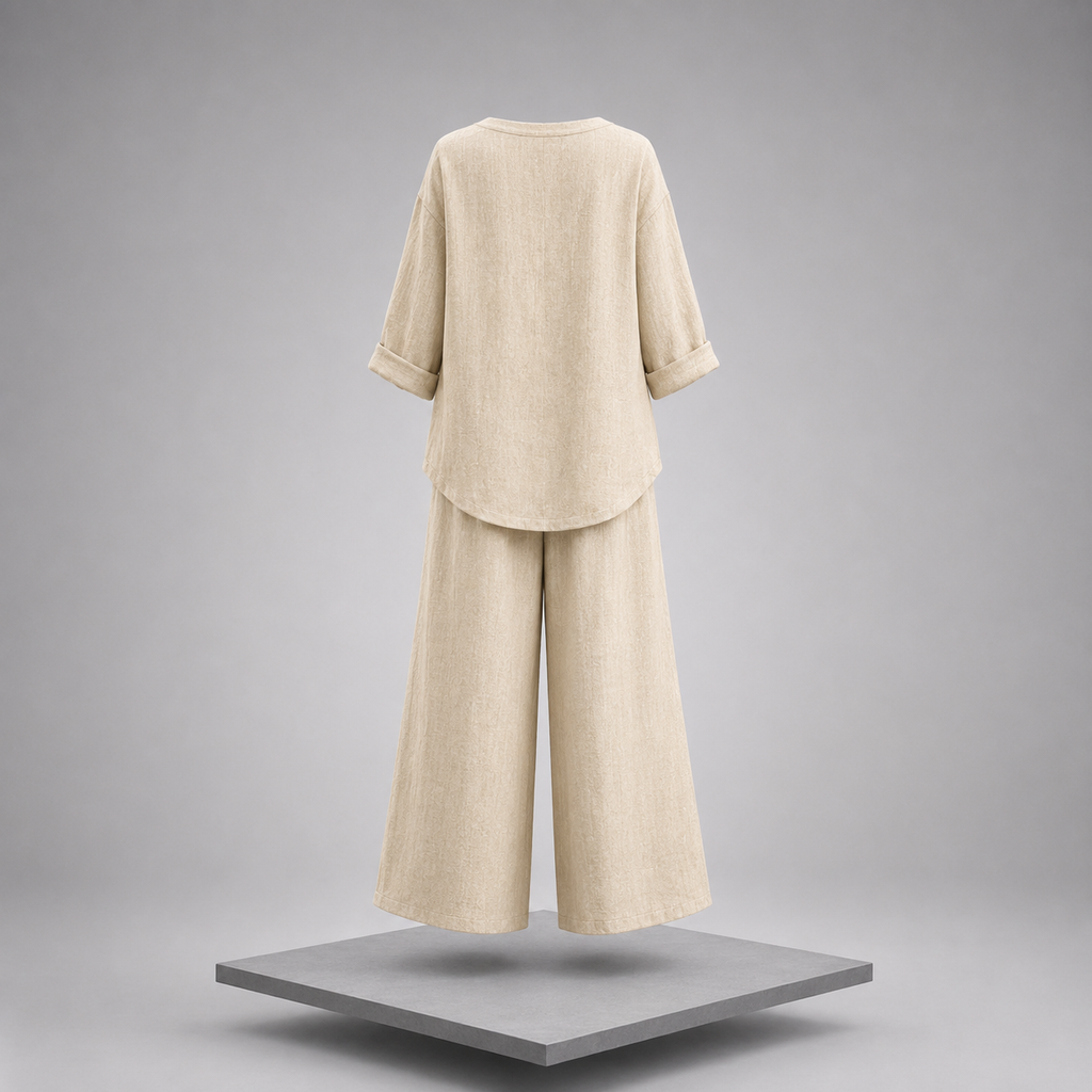 V-Neck Top & Wide-Leg Pants Set