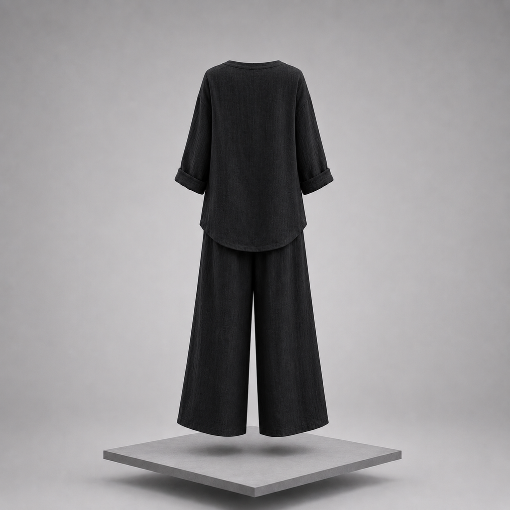 V-Neck Top & Wide-Leg Pants Set